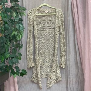 Crochète cream beige pattern cardigan